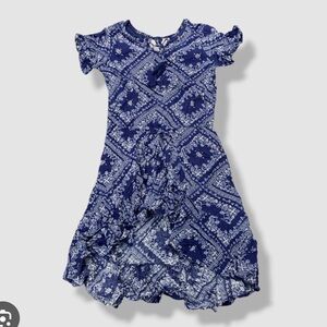 Justice Kid's Girl's Blue Printed One Piece High-Low Romper Size 12